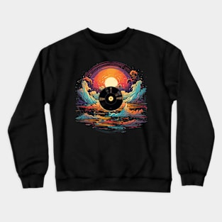 Vinyl in the clouds with sunset Crewneck Sweatshirt